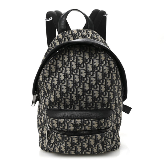 Oblique Calfskin Rider Kid's Backpack Beige Black