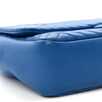 Lambskin Quilted Medium CC Crossing Flap Blue