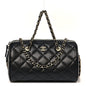 Caviar Quilted Barrel Clutch With Chain Black