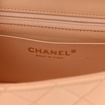 Lambskin Quilted Mini Rectangular Flap Beige