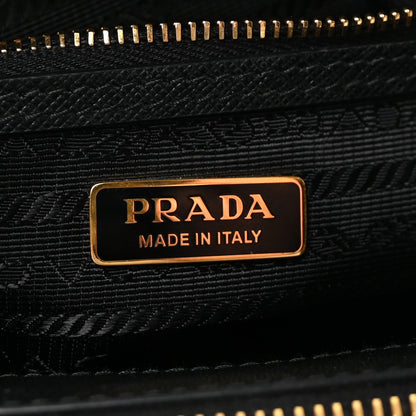 Jacquard Saffiano Triangolo Symbole Embroidered Mini Galleria Double Zip Tote Black Corda