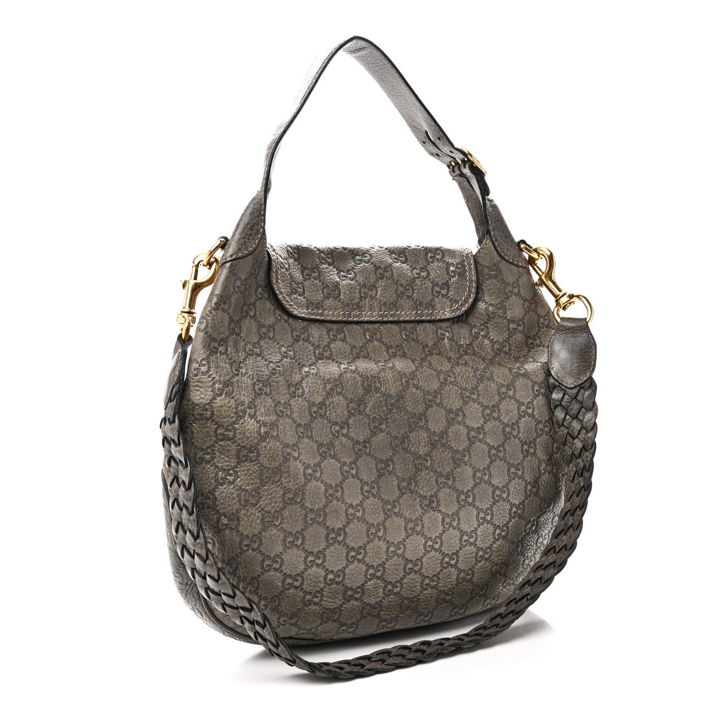 Guccissima Large New Pelham Satchel Grey