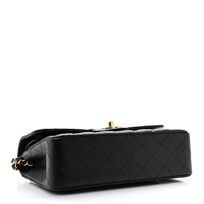 Caviar Quilted Small Double Flap Black