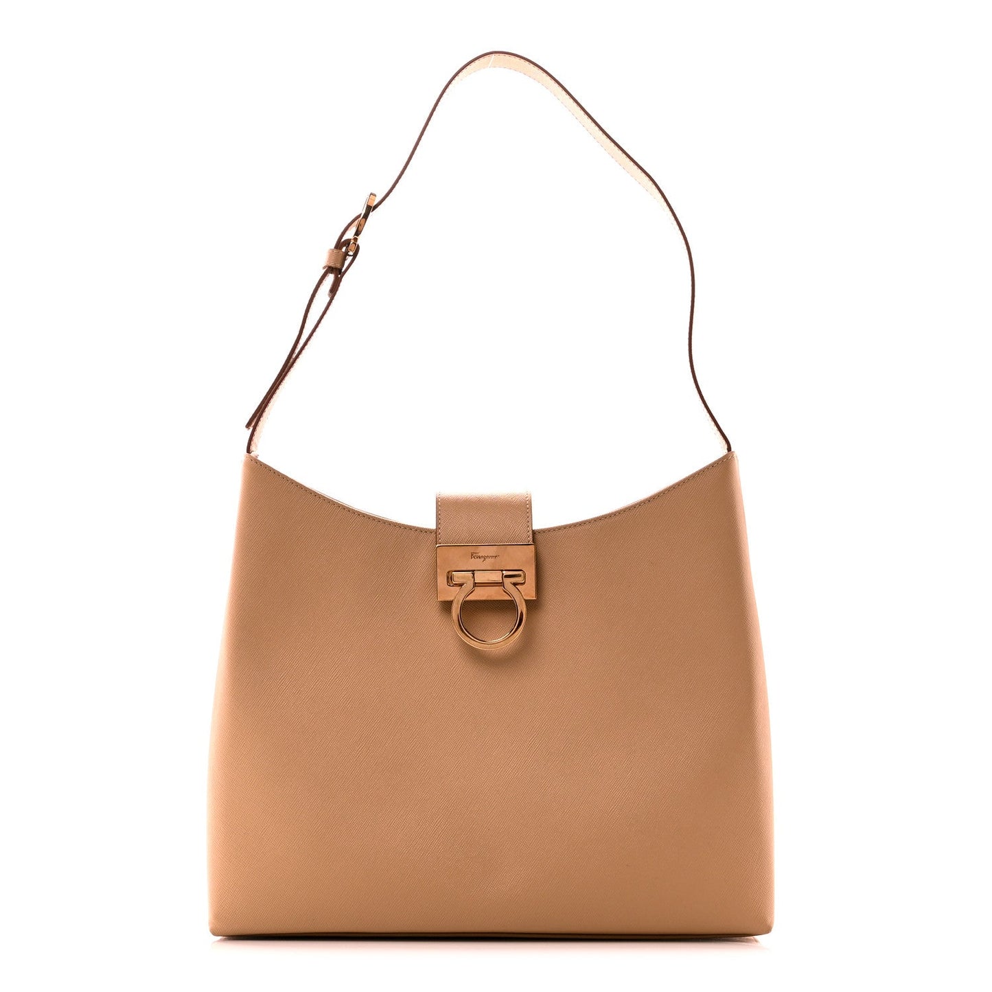 Hammered Calfskin Trifolio Shoulder Bag Sand