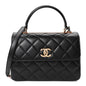 Lambskin Quilted Small Trendy CC Dual Handle Flap Bag Black