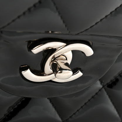Patent Quilted Jumbo Double Flap Black