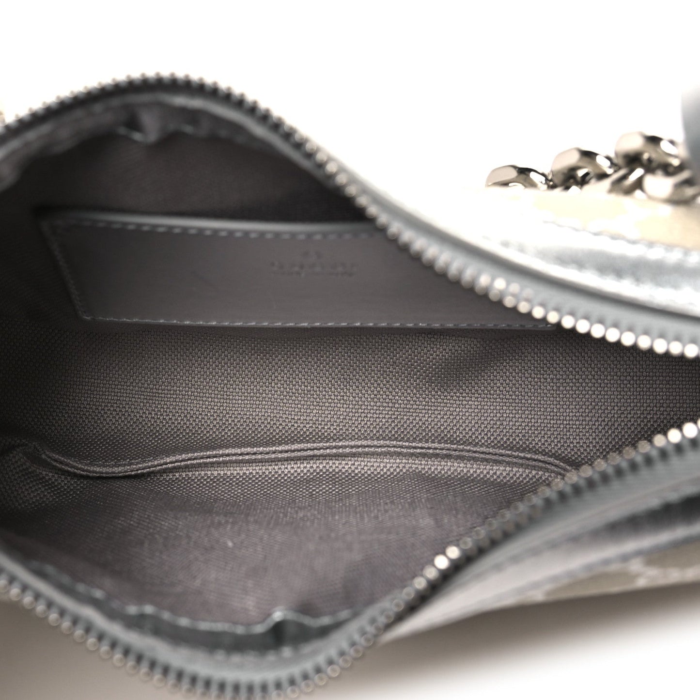GG Supreme Monogram Metallic Calfskin Small Emblem Shoulder Bag Beige Silver