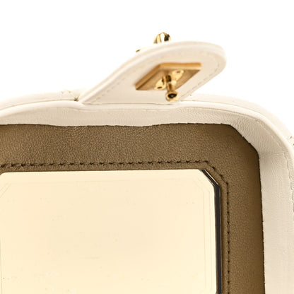 Lambskin Quilted Vanity Clutch With Chain White