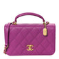 Caviar Quilted Mini Top Handle Flap Dark Pink