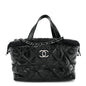 Glazed Calfskin Quilted Tweed Portobello Tote Black