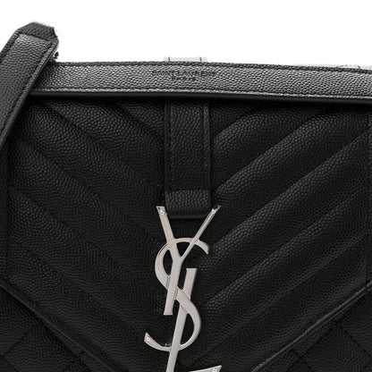 Grain De Poudre Textured Mixed Matelasse Triquilt Medium Monogram Satchel Black