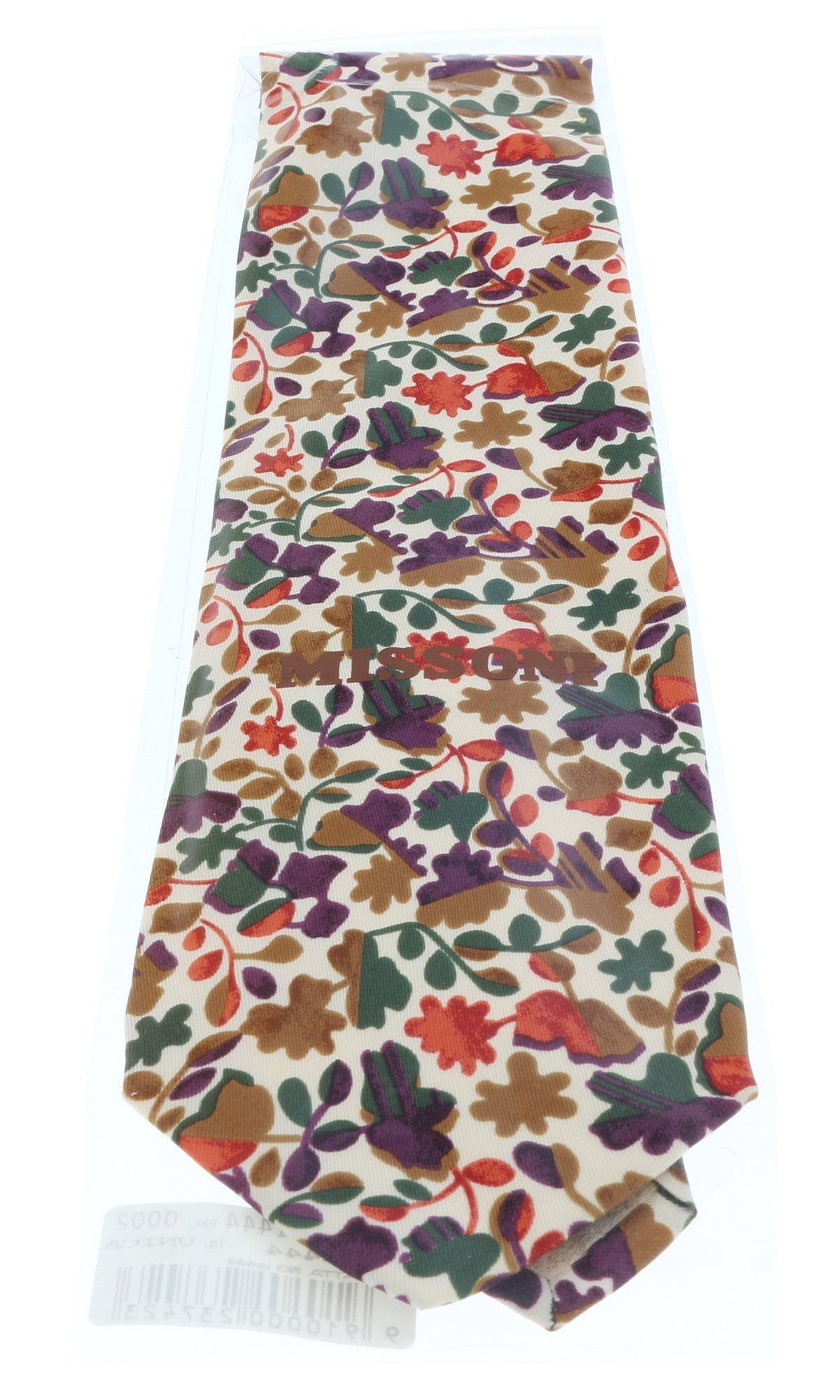 Missoni U1444 Cream/Green Floral 100% Silk Tie