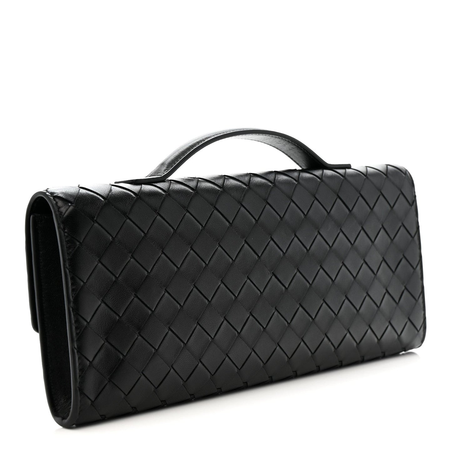 Nappa Intrecciato Long Andiamo Top Handle Clutch Black