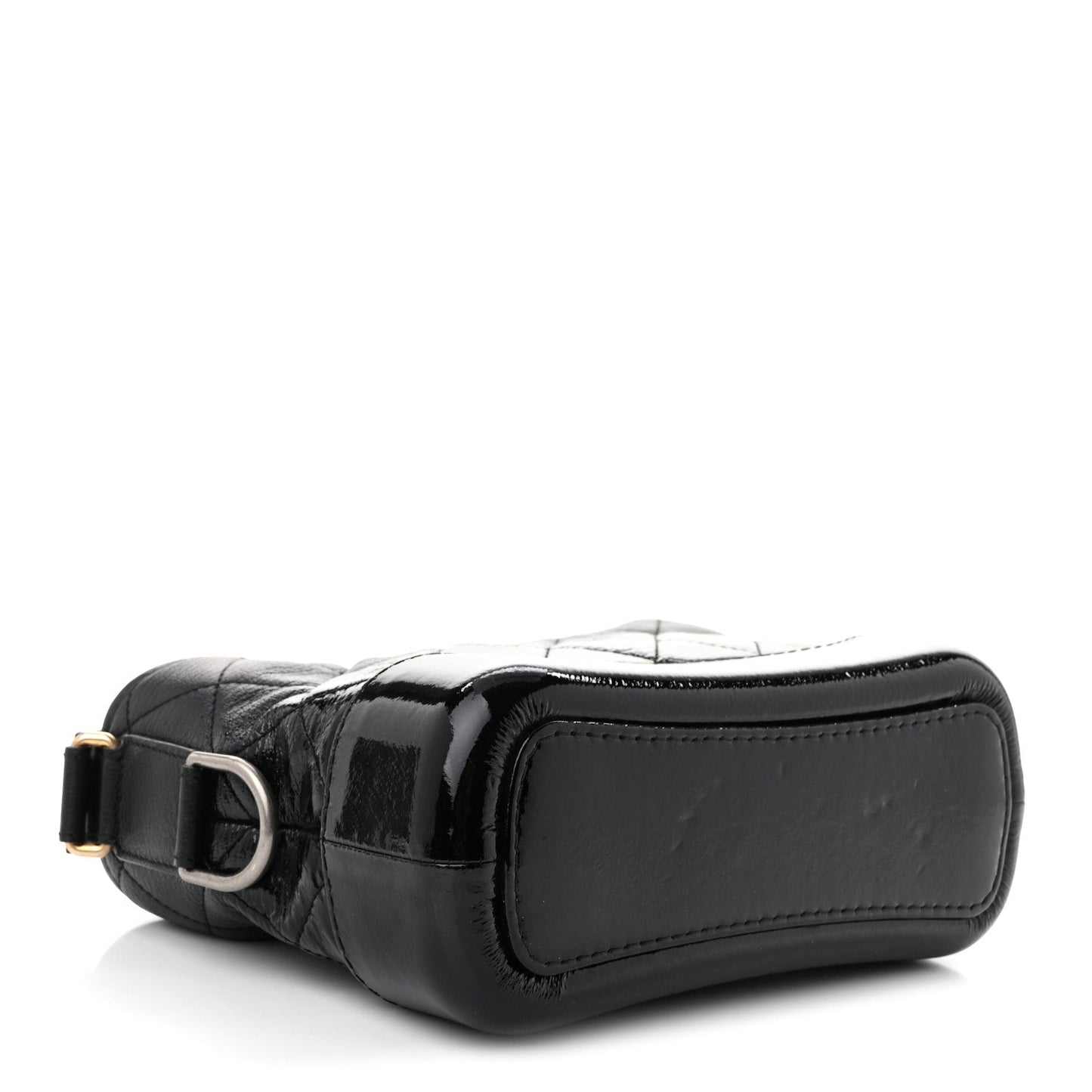 Patent Goatskin Quilted Small Gabrielle Hobo Black