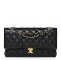 Caviar Quilted Medium Double Flap Black