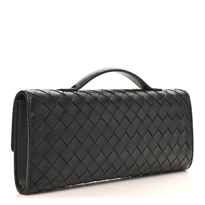 Nappa Intrecciato Long Andiamo Top Handle Clutch Black