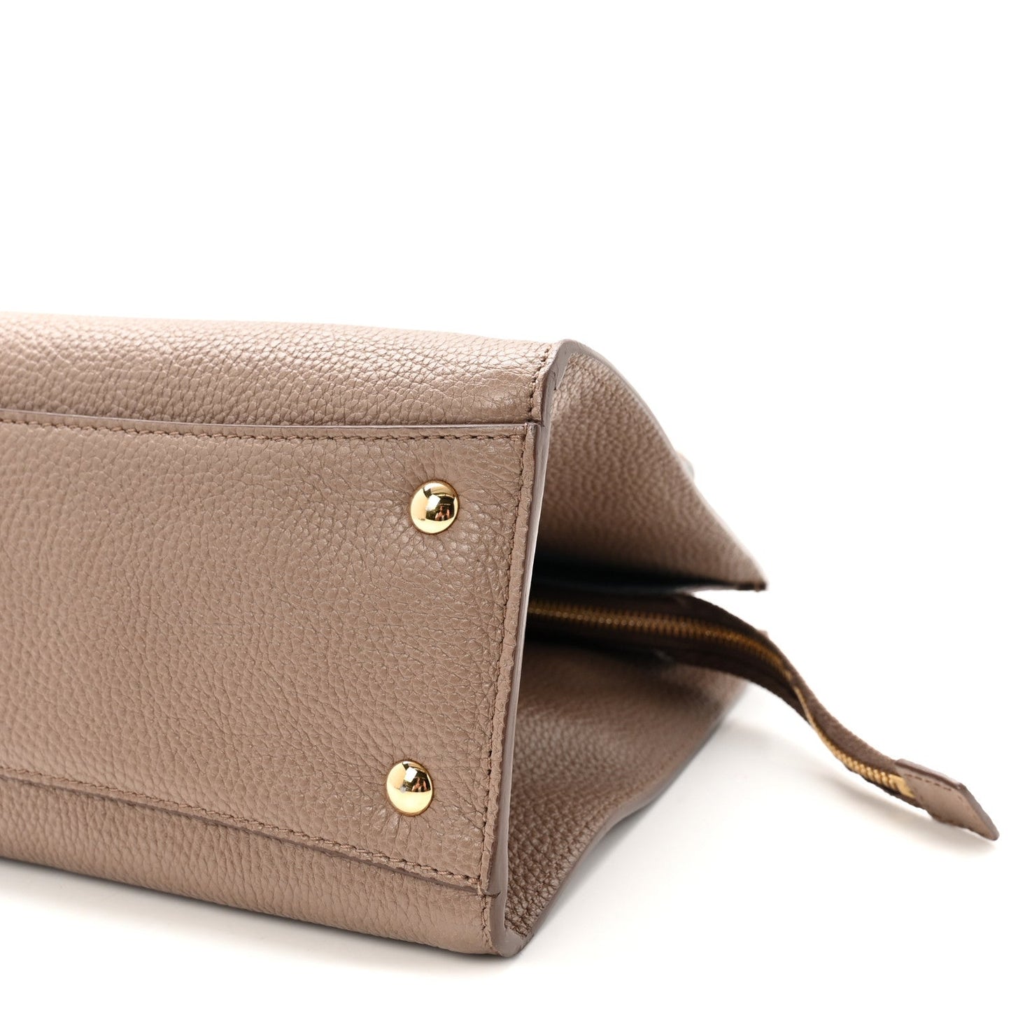 Hammered Calfskin Double Handle Small Amy Tote Fango Blue Haze