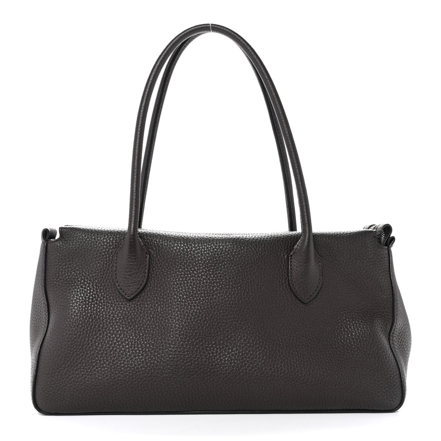 Grained Calfskin E/W Top Handle Bag Deep Brown