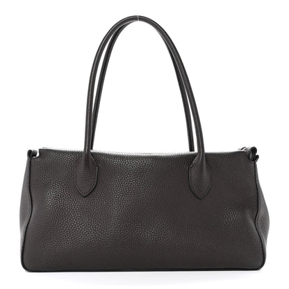 Grained Calfskin E/W Top Handle Bag Deep Brown