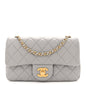 Lambskin Quilted Mini Rectangular Pearl Crush Flap Grey