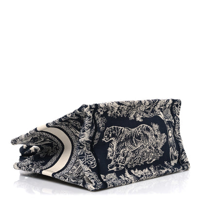 Canvas Embroidered Small Dioriviera Toile De Jouy Book Tote Blue