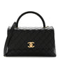 Caviar Quilted Small Coco Handle Flap Black