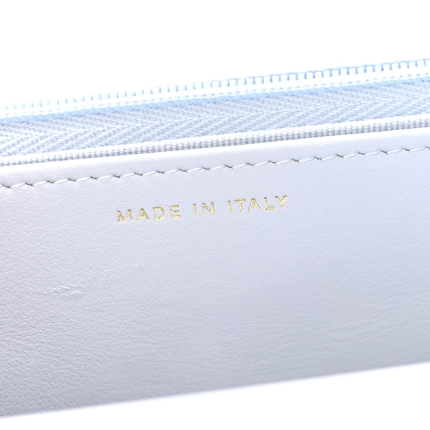 Lambskin Quilted Hearts CC Wallet On Chain WOC Light Blue