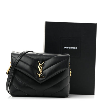 Calfskin Y Quilted Monogram Toy Loulou Crossbody Bag Black