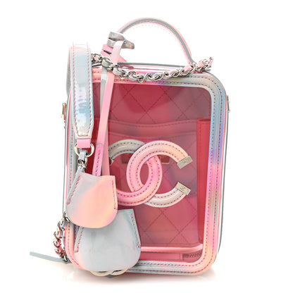 PVC Patent Calfskin Patent Lambskin Vertical Vanity Case Pink