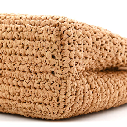 Braided Raffia Nano Kelly Flap Bag Dark Beige