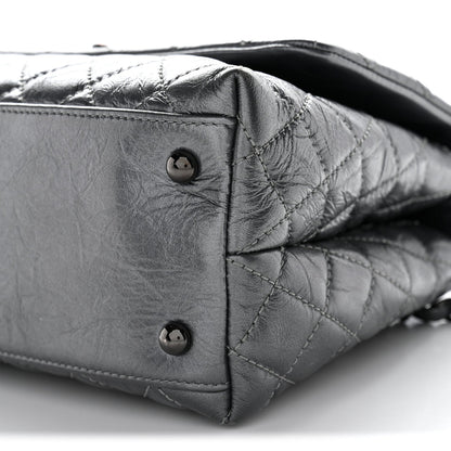 Metallic Aged Calfskin Quilted Small Coco Handle Flap Charcoal