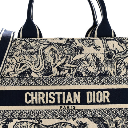 Calfskin Dioriviera Toile De Jouy Small Book Tote With Strap Blue Multicolor