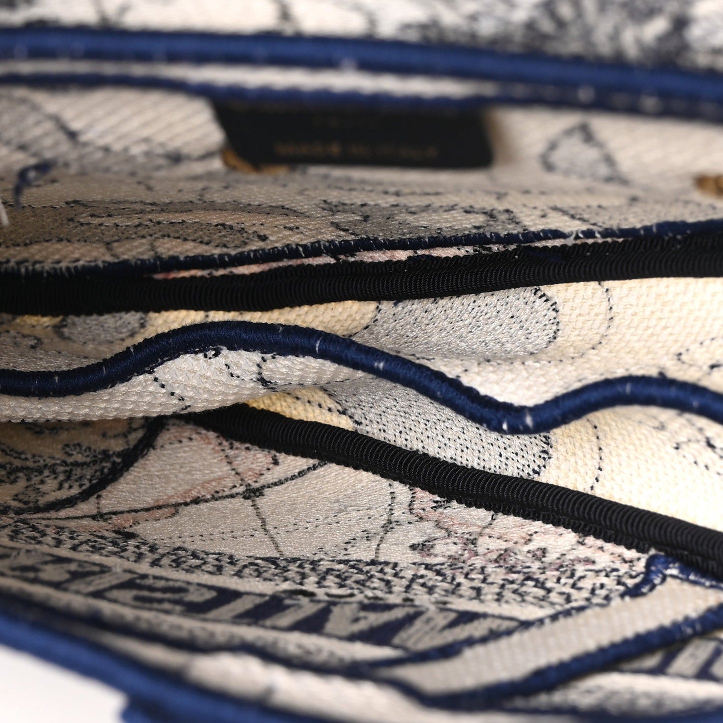 Canvas Embroidered Around the World Saddle Bag Blue