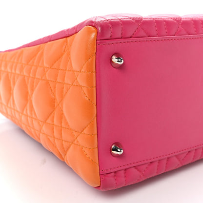 Lambskin Cannage Medium Tri-Color Lady Dior Pink