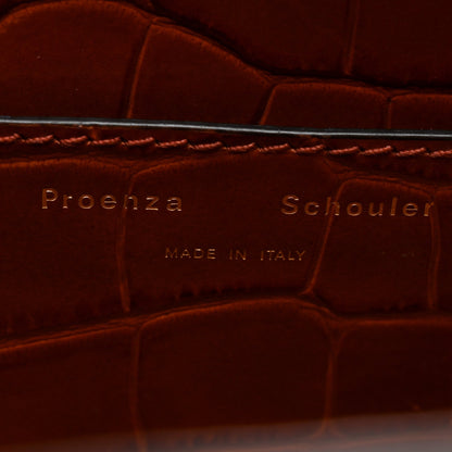 Calfskin Crocodile Embossed Small Pipe Bag Chestnut