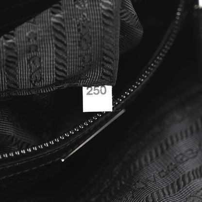 Re-Nylon Vela Saffiano Pocket Double Zip Shoulder Bag Black
