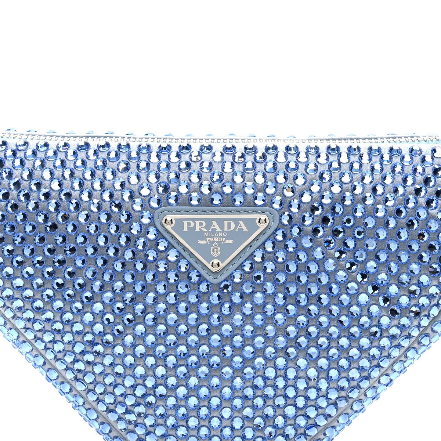 Satin Crystal Triangle Pouch Celeste