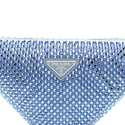 Satin Crystal Triangle Pouch Celeste