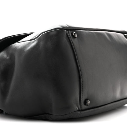 Lambskin Studded Accordion CC Flap Black