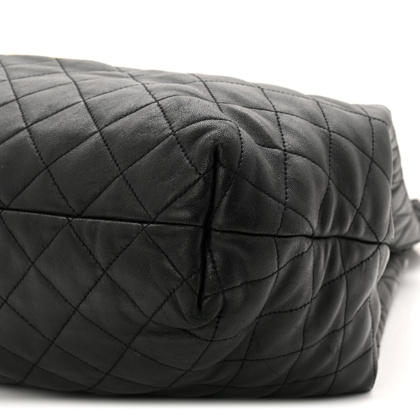 Lambskin Quilted Maxi Icare Shopping Tote Black