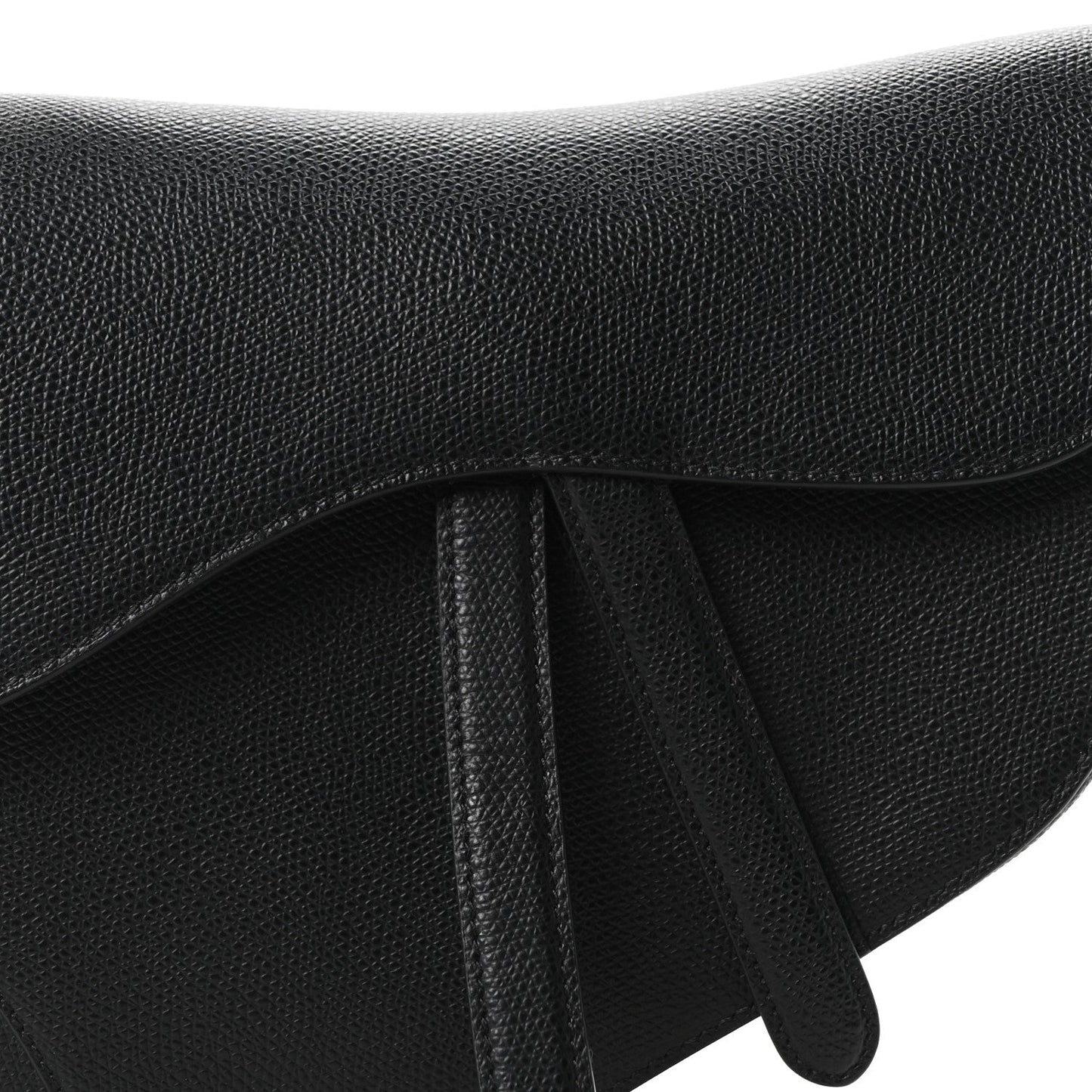 Grained Calfskin Saddle Bag Black