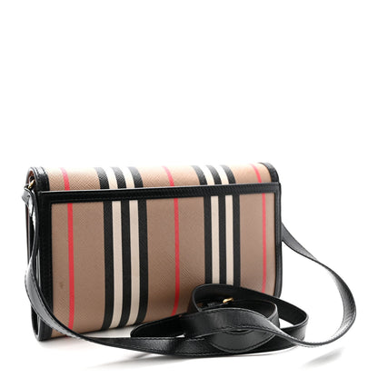 E-Canvas Icon Stripe Hannah Wallet With Detachable Strap Archive Beige