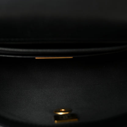 Shiny Lambskin Quilted Small Single Flap Black