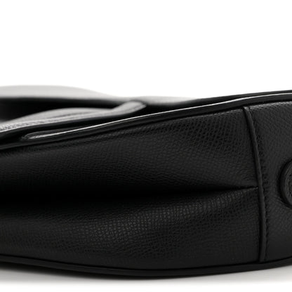 Grained Calfskin Saddle Bag Black