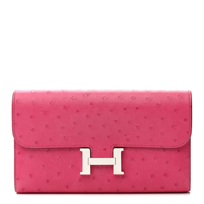 Ostrich Constance Long Wallet Rose Tyrien