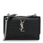 Calfskin Crocodile Embossed Monogram Sunset Chain Wallet Black