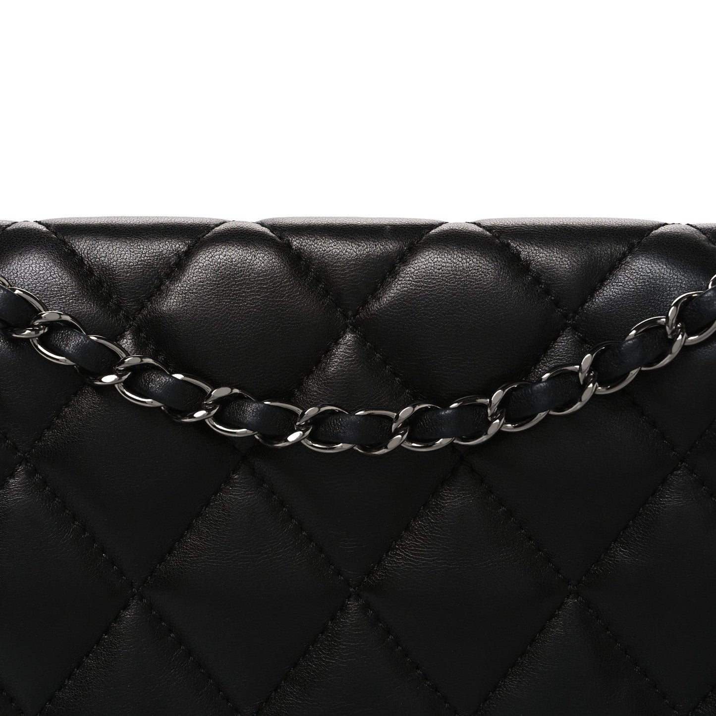 Lambskin Quilted Jumbo 3 Flap Black
