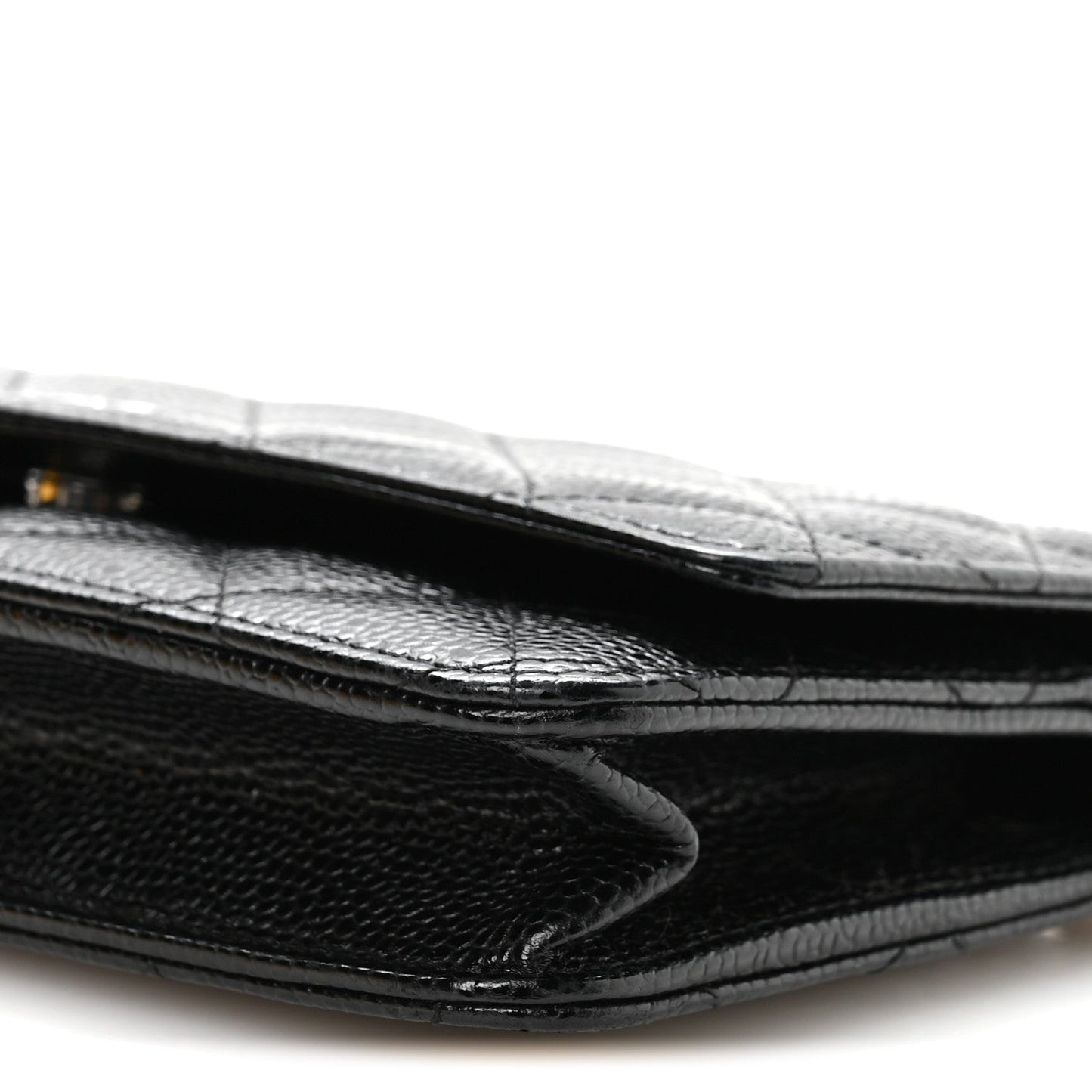 Caviar Quilted Wallet on Chain WOC Black