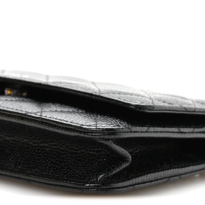 Caviar Quilted Wallet on Chain WOC Black
