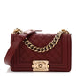Lambskin Quilted Small Boy Flap Burgundy